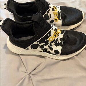 Adidas  Black and White cow print Sneakers with Gold Accents